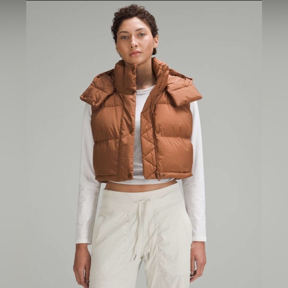 Lululemon Wunder Puff Super-Cropped Vest in Brown RARE, Size 4 - Picture 1 of 13